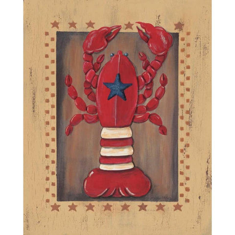 Lobster Gold Ornate Wood Framed Art Print with Double Matting by Moulton, Jo