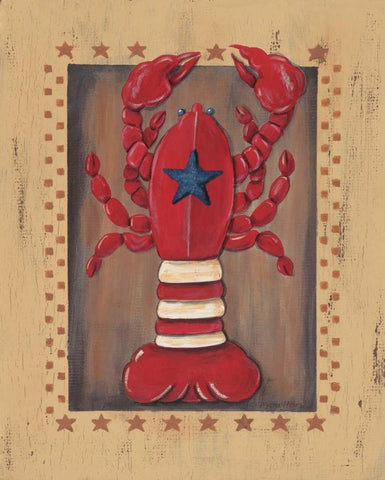 Lobster Black Ornate Wood Framed Art Print with Double Matting by Moulton, Jo