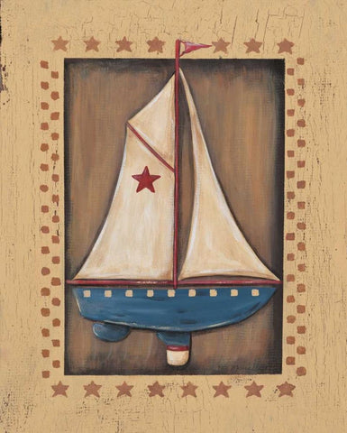 Sailboat White Modern Wood Framed Art Print with Double Matting by Moulton, Jo