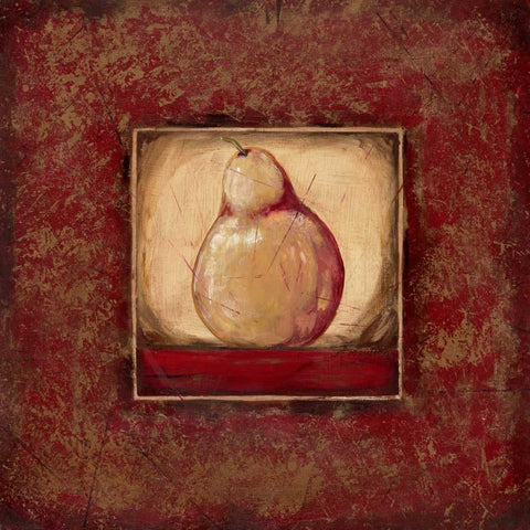 Pear I White Modern Wood Framed Art Print with Double Matting by Moulton, Jo