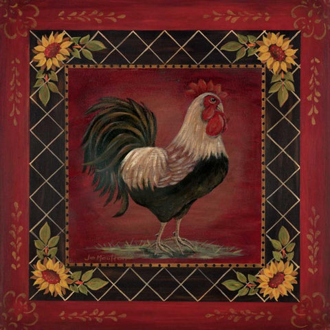 Sunflower Rooster I White Modern Wood Framed Art Print with Double Matting by Moulton, Jo