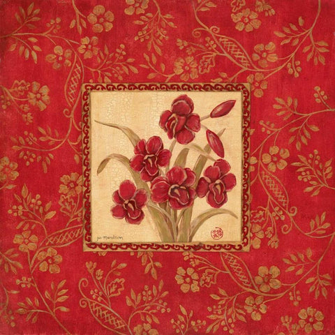 Callas in Red Gold Ornate Wood Framed Art Print with Double Matting by Moulton, Jo