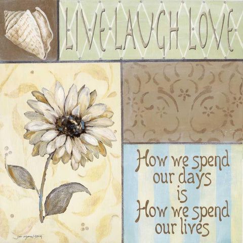 Live Laugh Love White Modern Wood Framed Art Print by Moulton, Jo