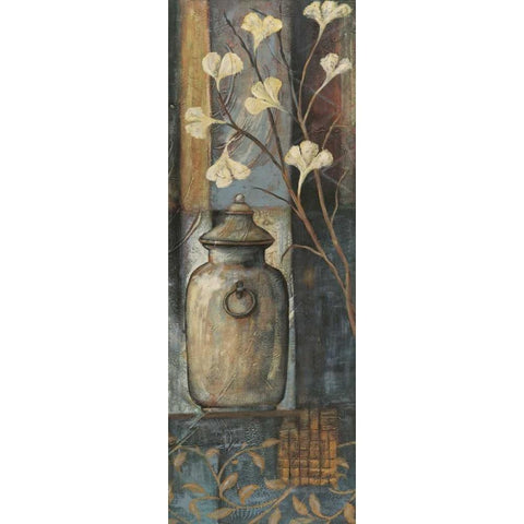 Jar with Flowers I Black Modern Wood Framed Art Print with Double Matting by Moulton, Jo