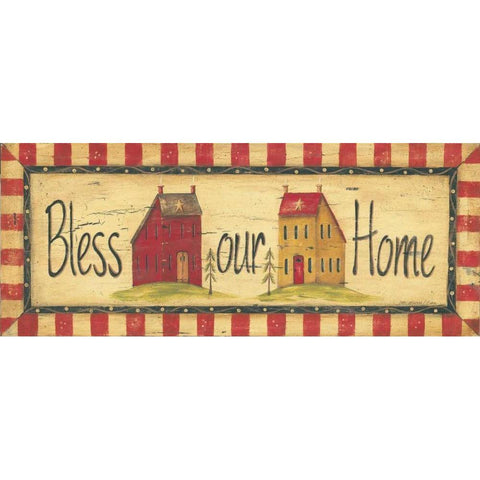 Bless Our Home Black Modern Wood Framed Art Print with Double Matting by Moulton, Jo