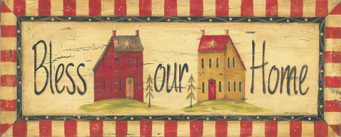 Bless Our Home Black Ornate Wood Framed Art Print with Double Matting by Moulton, Jo