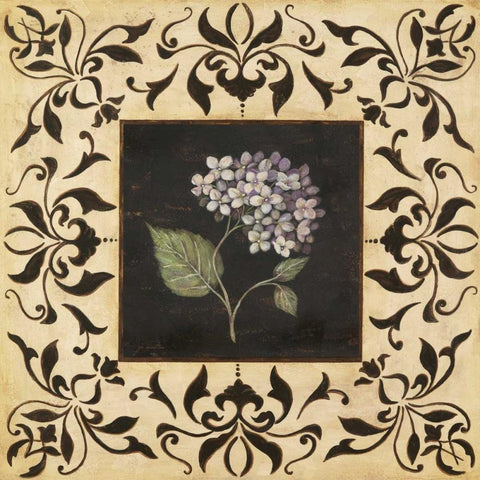 Hydrangea Gold Ornate Wood Framed Art Print with Double Matting by Moulton, Jo