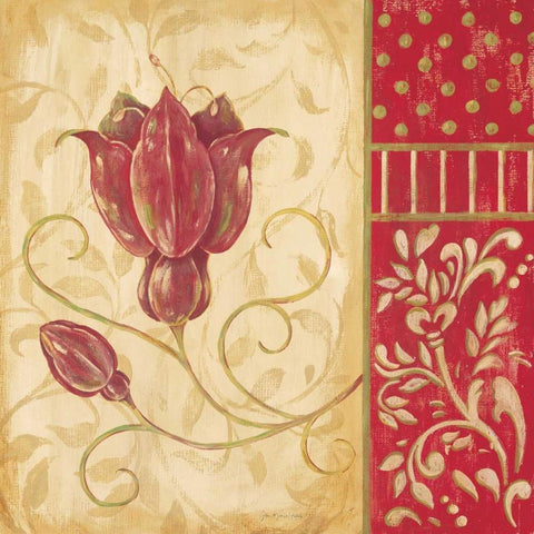 Red Tulip II Black Ornate Wood Framed Art Print with Double Matting by Moulton, Jo