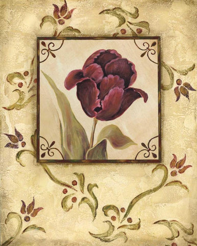 Purple Tulip II White Modern Wood Framed Art Print with Double Matting by Moulton, Jo