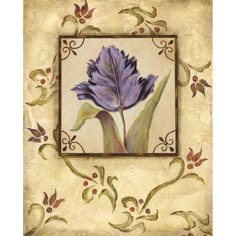 Purple Tulip Black Modern Wood Framed Art Print with Double Matting by Moulton, Jo