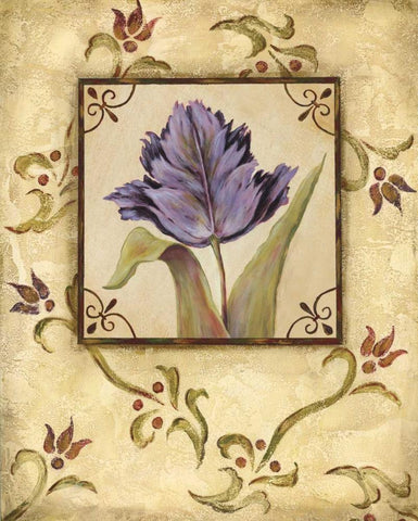 Purple Tulip Black Ornate Wood Framed Art Print with Double Matting by Moulton, Jo