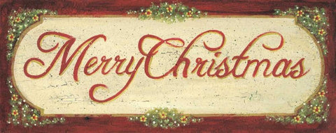 Merry Christmas Black Ornate Wood Framed Art Print with Double Matting by Moulton, Jo