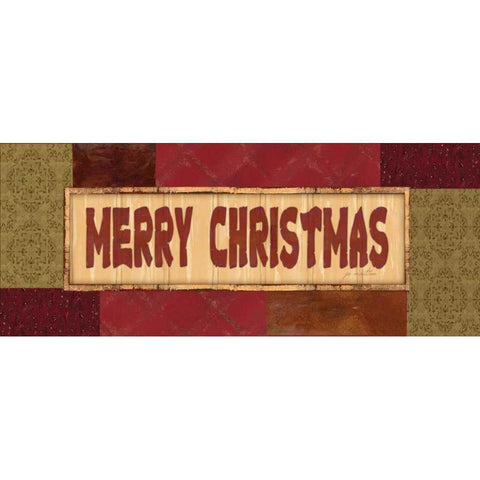 Merry Christmas Black Modern Wood Framed Art Print with Double Matting by Moulton, Jo