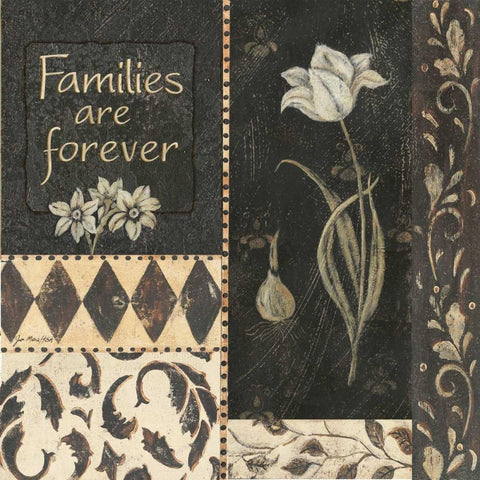 Families are Forever White Modern Wood Framed Art Print with Double Matting by Moulton, Jo