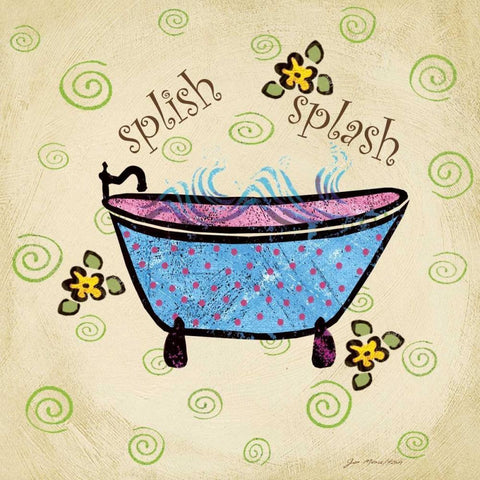 Splish Splash White Modern Wood Framed Art Print by Moulton, Jo