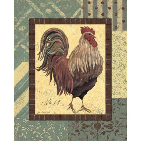 Rooster No. 14 White Modern Wood Framed Art Print by Moulton, Jo