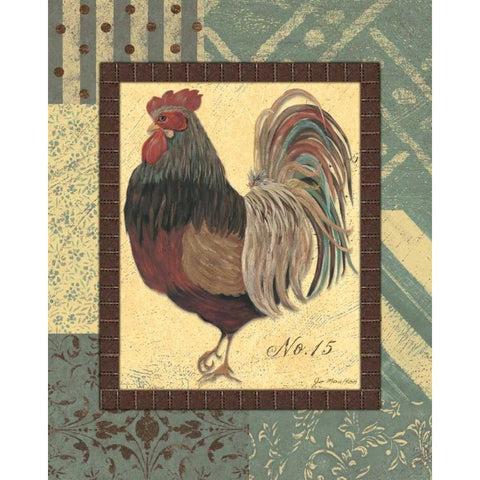 Rooster No. 15 Black Modern Wood Framed Art Print with Double Matting by Moulton, Jo