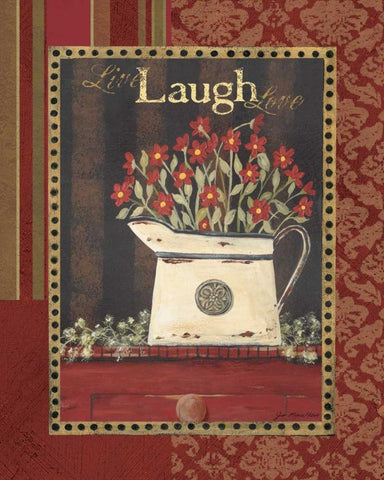 Live Laugh Love Black Ornate Wood Framed Art Print with Double Matting by Moulton, Jo