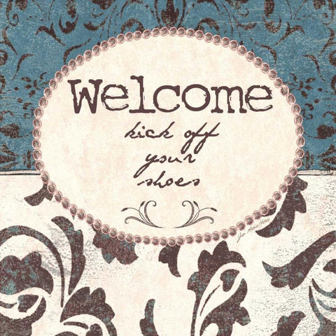 Welcome Black Ornate Wood Framed Art Print with Double Matting by Moulton, Jo