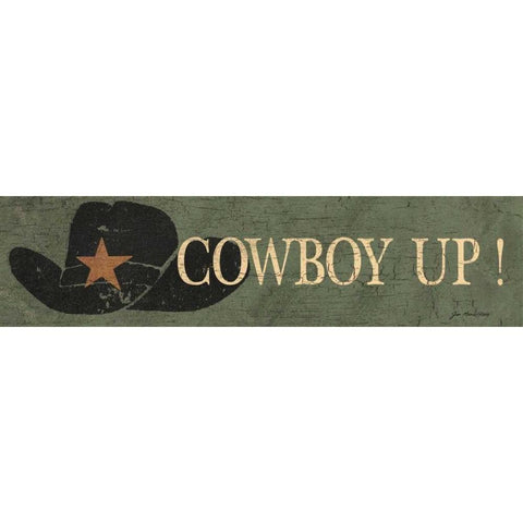 Cowboy Up White Modern Wood Framed Art Print by Moulton, Jo