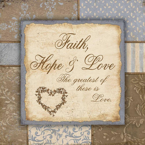 Faith Hope and Love White Modern Wood Framed Art Print by Moulton, Jo