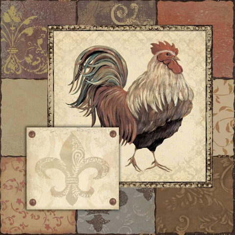 Rooster I Black Ornate Wood Framed Art Print with Double Matting by Moulton, Jo