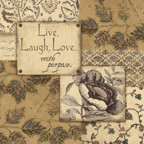 Live-Laugh-Love Black Ornate Wood Framed Art Print with Double Matting by Moulton, Jo