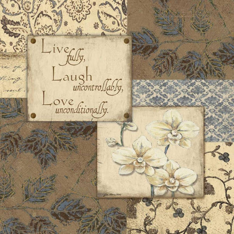 Live Laugh Love Black Ornate Wood Framed Art Print with Double Matting by Moulton, Jo