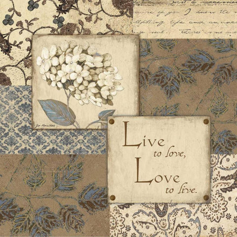 Live-Love Black Ornate Wood Framed Art Print with Double Matting by Moulton, Jo