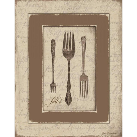 Forks Black Modern Wood Framed Art Print with Double Matting by Moulton, Jo