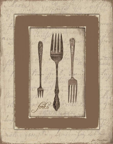 Forks Black Ornate Wood Framed Art Print with Double Matting by Moulton, Jo