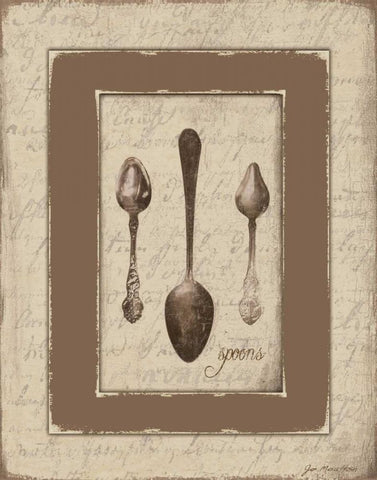 Spoons White Modern Wood Framed Art Print with Double Matting by Moulton, Jo