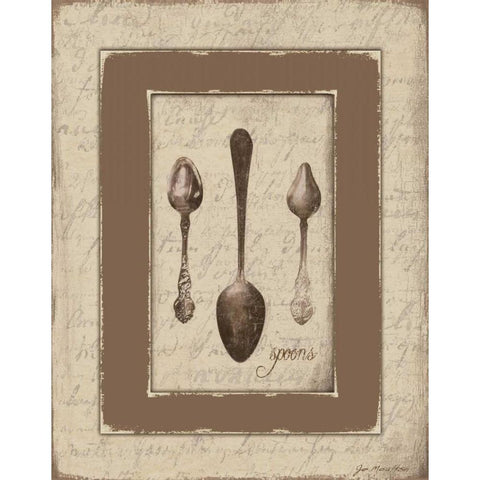 Spoons White Modern Wood Framed Art Print by Moulton, Jo