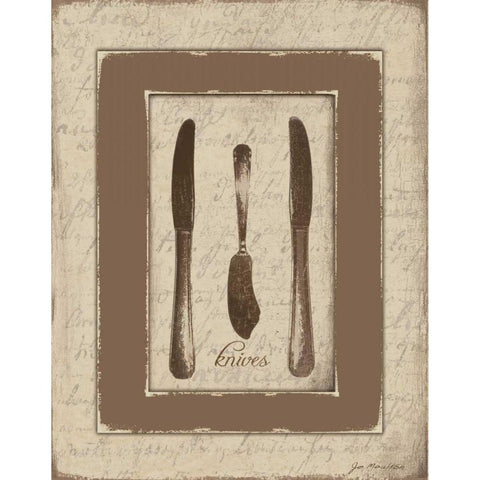 Knives Black Modern Wood Framed Art Print with Double Matting by Moulton, Jo