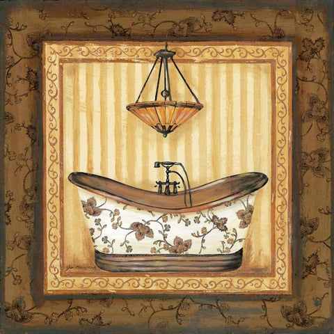 Copper Paisley Bath I White Modern Wood Framed Art Print by Moulton, Jo