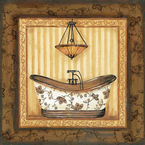 Copper Paisley Bath I Black Ornate Wood Framed Art Print with Double Matting by Moulton, Jo