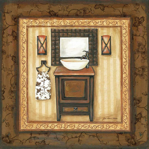 Copper Paisley Bath II White Modern Wood Framed Art Print by Moulton, Jo