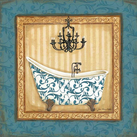 Blue Slipper Bath I Black Modern Wood Framed Art Print with Double Matting by Moulton, Jo