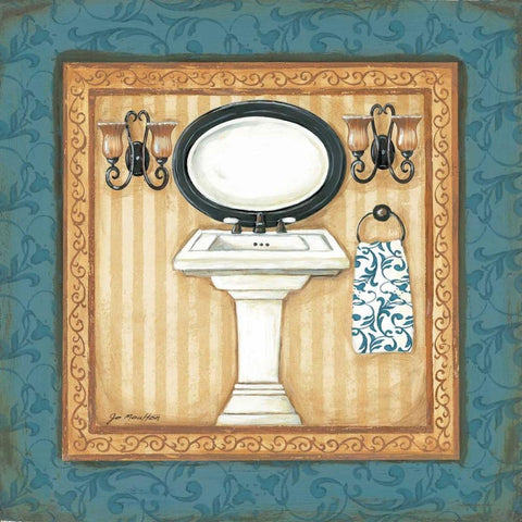 Blue Slipper Bath II Gold Ornate Wood Framed Art Print with Double Matting by Moulton, Jo