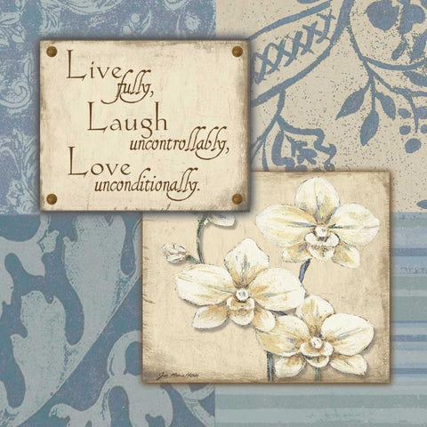 Live Laugh Love White Modern Wood Framed Art Print by Moulton, Jo