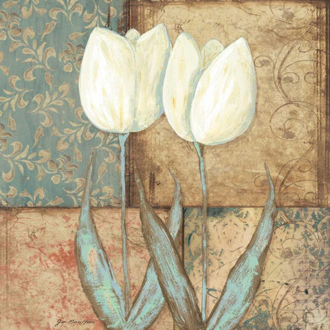 Tulip II White Modern Wood Framed Art Print with Double Matting by Moulton, Jo