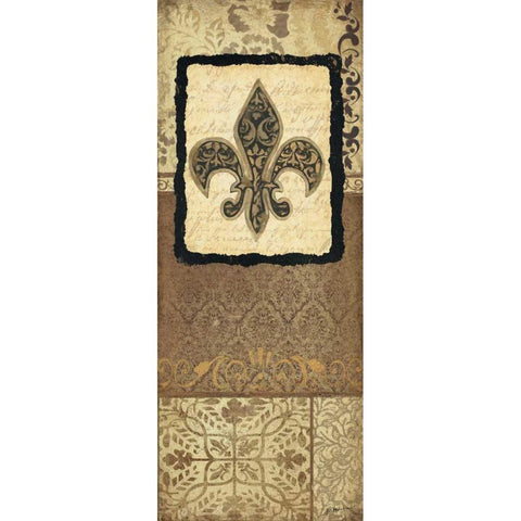 Fleur De Lis Black Modern Wood Framed Art Print with Double Matting by Moulton, Jo