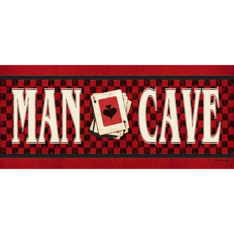 Man Cave - Red Black Modern Wood Framed Art Print with Double Matting by Moulton, Jo