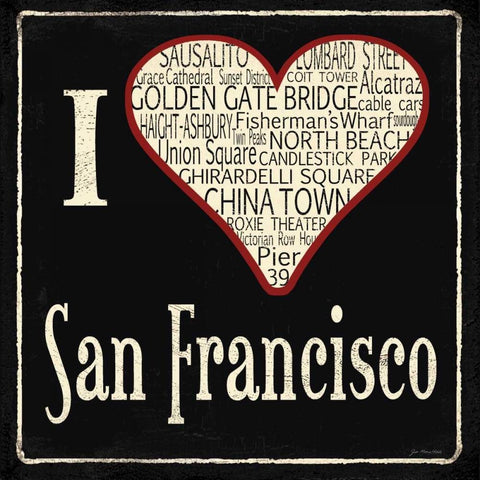 San Francisco Black Modern Wood Framed Art Print with Double Matting by Moulton, Jo