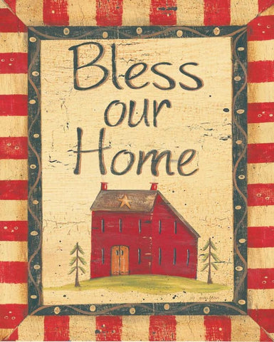 Bless Our Home Black Ornate Wood Framed Art Print with Double Matting by Moulton, Jo