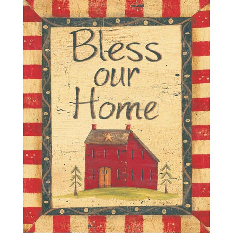 Bless Our Home White Modern Wood Framed Art Print by Moulton, Jo