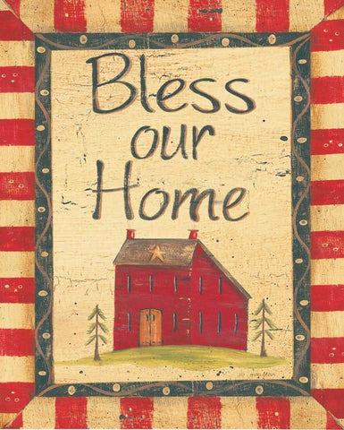 Bless Our Home White Modern Wood Framed Art Print with Double Matting by Moulton, Jo