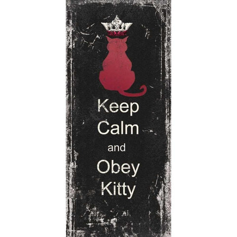 Obey Kitty Black Modern Wood Framed Art Print by Moulton, Jo