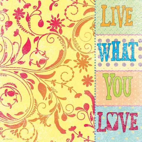 Live Love White Modern Wood Framed Art Print with Double Matting by Moulton, Jo