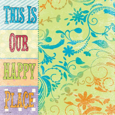 Happy Place Gold Ornate Wood Framed Art Print with Double Matting by Moulton, Jo